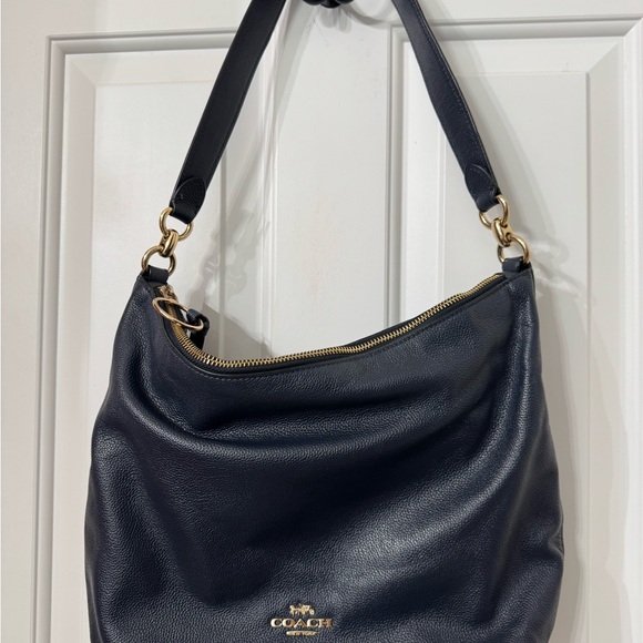 Coach Dark Blue Pebble Leather Hobo Bag - Picture 1 of 5